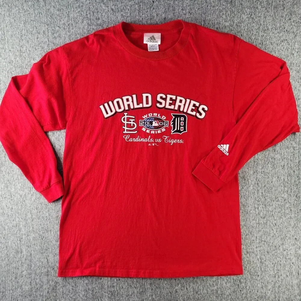 Vintage Adidas 2006 World Series Shirt Long Sleeve St Louis Cardinals vs Tigers